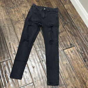WAX Jean Los Angeles Black Distressed Skinny Jean Ripped Denim Women Grunge Sz 9